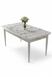 Hanah Home Mesa de Comedor Mármol Blanco y Blanco
